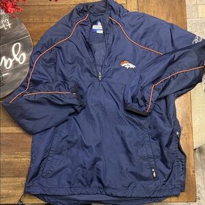 Vintage Reebok NFL On Field Denver Broncos 1/4 Zip Wind Breaker Jacket Large